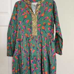 Beautiful Sheridan French Abigail Dress in Jade Birds Size Small NWT